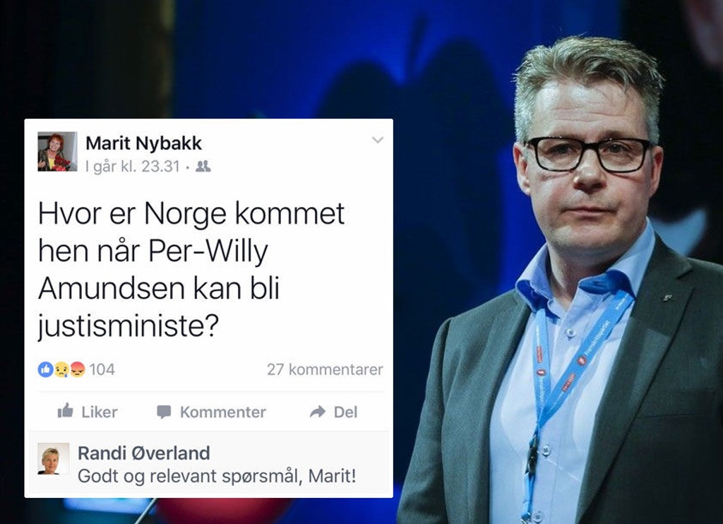 
OUT AGAINST AMUNDSEN: the Storting 1. vice president, Marit Nybakk (Ap), is not particularly excited over the news that Per-Willy Amundsen (progress party) can be the minister of justice, and have expressed themselves about it on Facebook.
